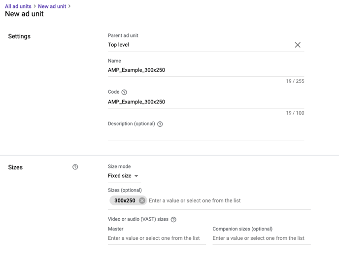 Setting up AMP Units in Google Ad Manager